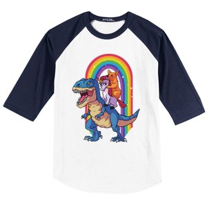 Dog Lovers Magical Tees Corgi And Unicorn Riding A Dinosaur Gift Baseball Sleeve Shirt