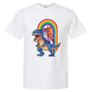 Dog Lovers Magical Tees Corgi And Unicorn Riding A Dinosaur Gift Garment-Dyed Heavyweight T-Shirt