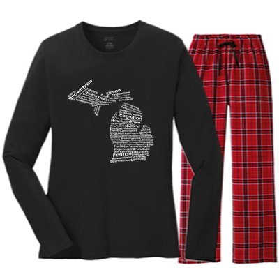 Drink Local Michigan Breweries Women's Long Sleeve Flannel Pajama Set 