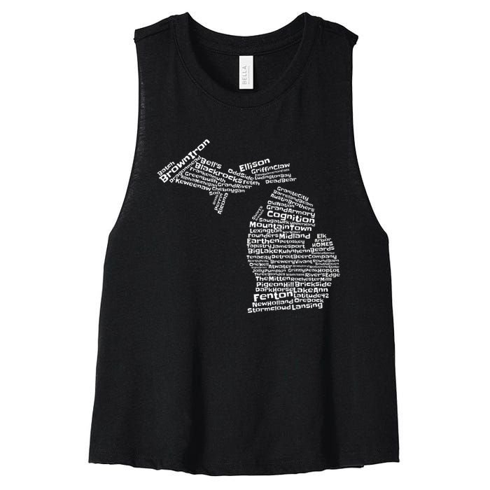 Drink Local Michigan Breweries Women's Racerback Cropped Tank