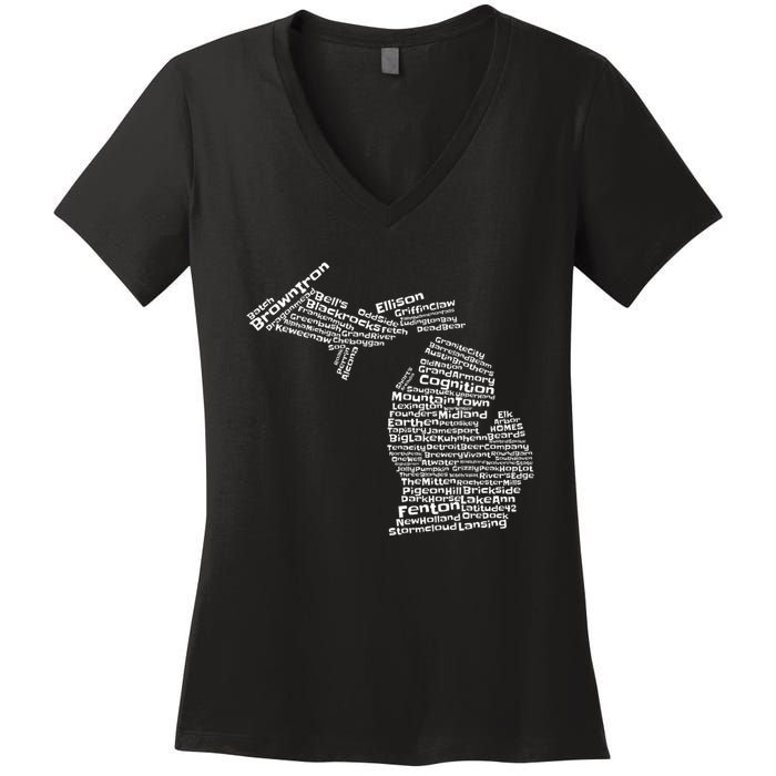 Drink Local Michigan Breweries Women's V-Neck T-Shirt