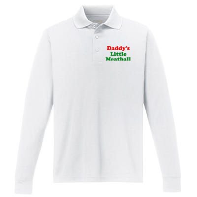 Daddys Little Meatball Funny Italian Joke Performance Long Sleeve Polo