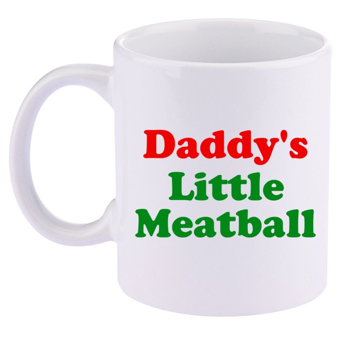 Daddys Little Meatball Funny Italian Joke 11oz C Handle Ceramic Mug