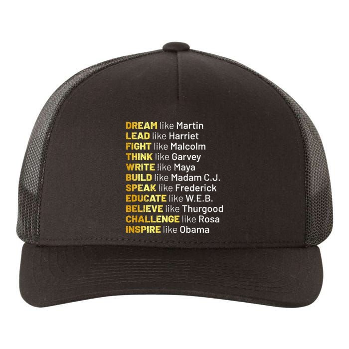 Dream Like Martin Lead Like Harriet Black History Month Yupoong Adult 5-Panel Trucker Hat