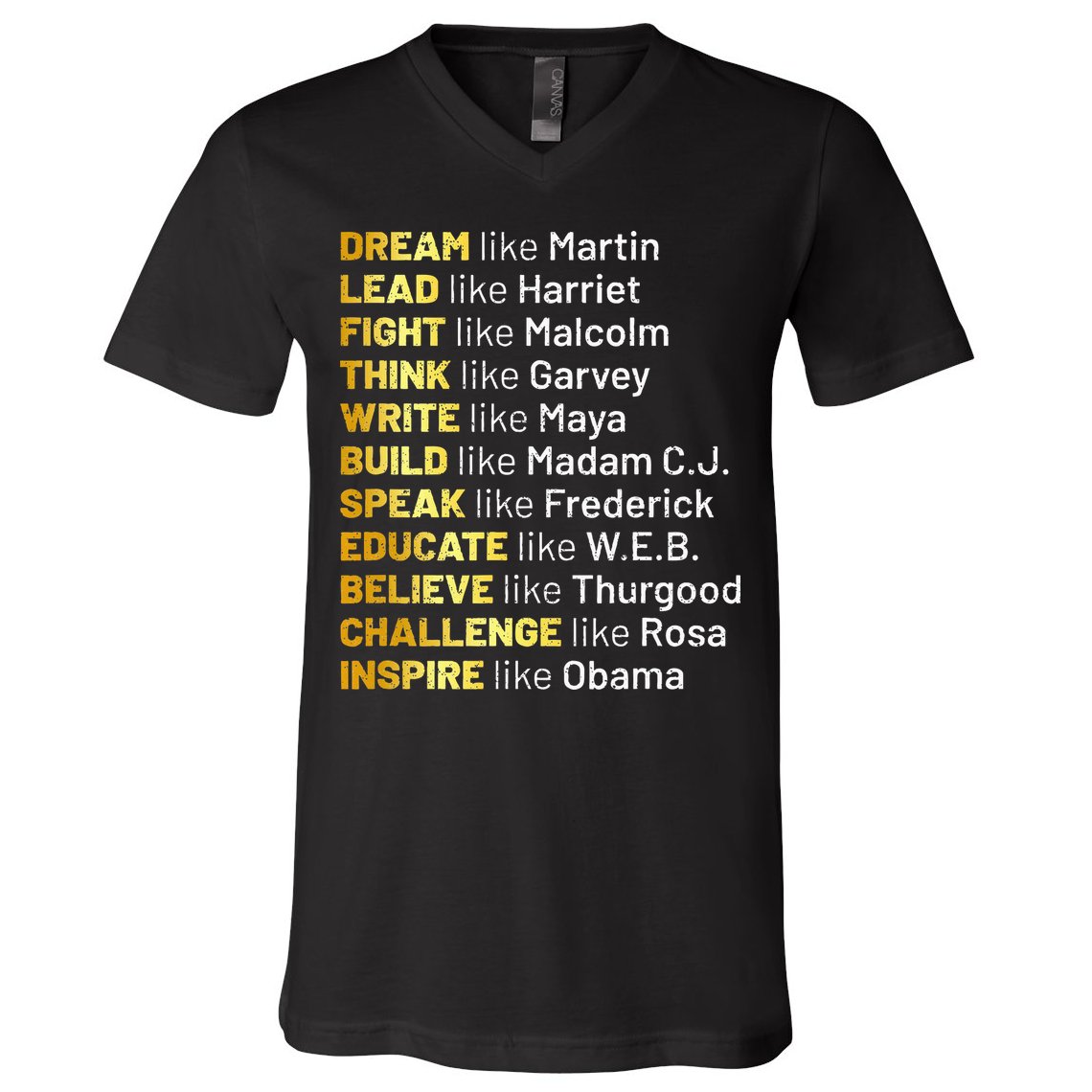 Dream Like Martin Lead Like Harriet Black History Month V-Neck T-Shirt