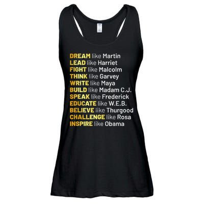 Dream Like Martin Lead Like Harriet Black History Month Ladies Essential Flowy Tank
