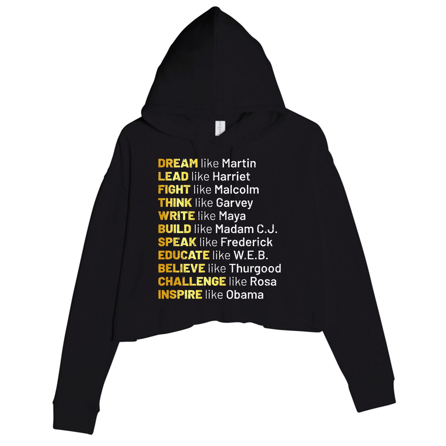 Dream Like Martin Lead Like Harriet Black History Month Crop Fleece Hoodie