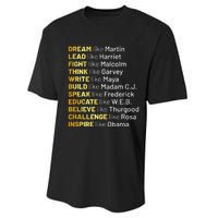 Dream Like Martin Lead Like Harriet Black History Month Performance Sprint T-Shirt