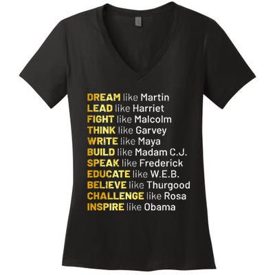 Dream Like Martin Lead Like Harriet Black History Month Women's V-Neck T-Shirt