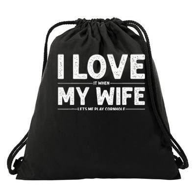 Dad Love My Wife Husband Corn Hole Drawstring Bag