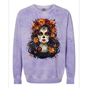 De Los Muertos La Catrina Day Of The Dead Sugar Skull Women Colorblast Crewneck Sweatshirt