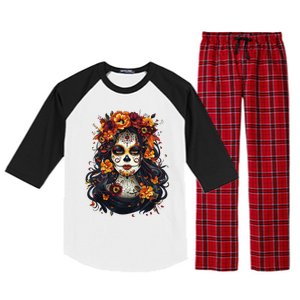 De Los Muertos La Catrina Day Of The Dead Sugar Skull Women Raglan Sleeve Pajama Set