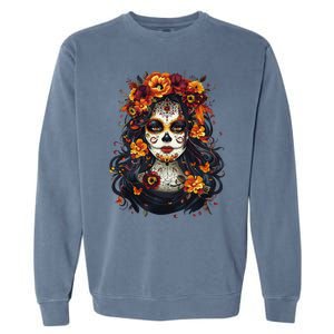 De Los Muertos La Catrina Day Of The Dead Sugar Skull Women Garment-Dyed Sweatshirt