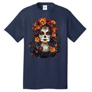 De Los Muertos La Catrina Day Of The Dead Sugar Skull Women Tall T-Shirt