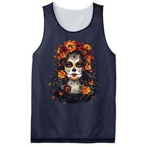 De Los Muertos La Catrina Day Of The Dead Sugar Skull Women Mesh Reversible Basketball Jersey Tank