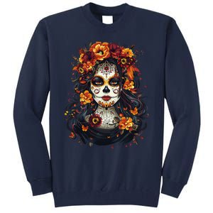 De Los Muertos La Catrina Day Of The Dead Sugar Skull Women Tall Sweatshirt