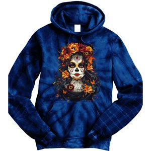 De Los Muertos La Catrina Day Of The Dead Sugar Skull Women Tie Dye Hoodie