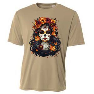 De Los Muertos La Catrina Day Of The Dead Sugar Skull Women Cooling Performance Crew T-Shirt