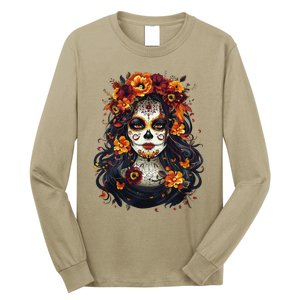 De Los Muertos La Catrina Day Of The Dead Sugar Skull Women Long Sleeve Shirt