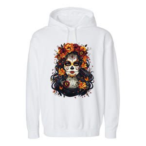 De Los Muertos La Catrina Day Of The Dead Sugar Skull Women Garment-Dyed Fleece Hoodie