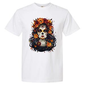 De Los Muertos La Catrina Day Of The Dead Sugar Skull Women Garment-Dyed Heavyweight T-Shirt