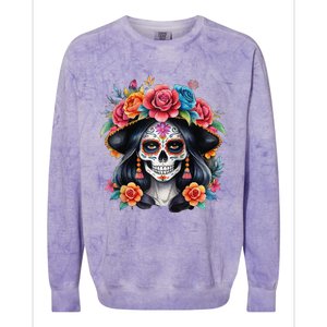 De Los Muertos La Catrina Sugar Skull Women Day Of The Dead Colorblast Crewneck Sweatshirt