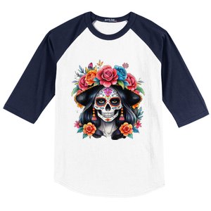 De Los Muertos La Catrina Sugar Skull Women Day Of The Dead Baseball Sleeve Shirt