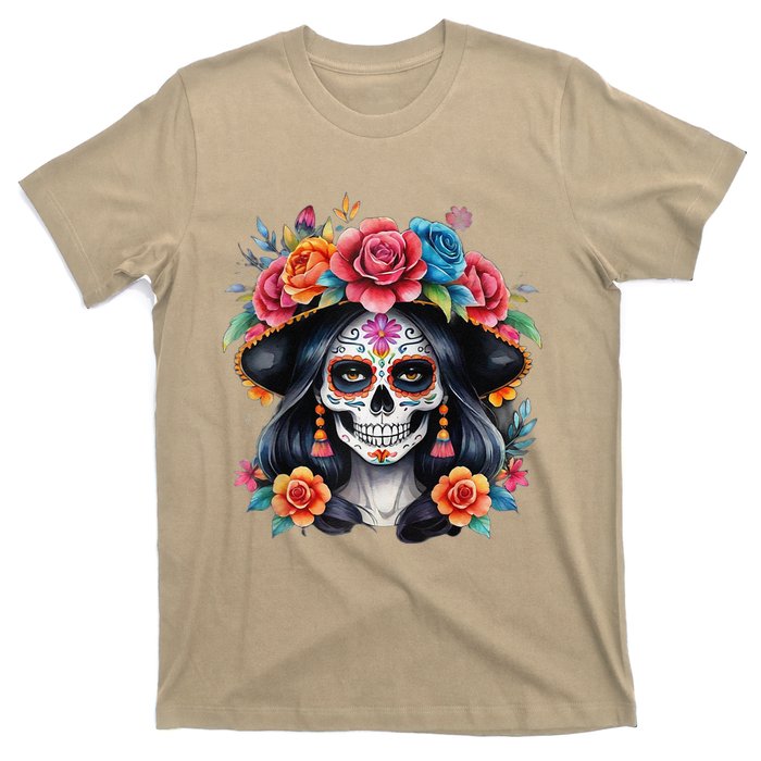 De Los Muertos La Catrina Sugar Skull Women Day Of The Dead T-Shirt