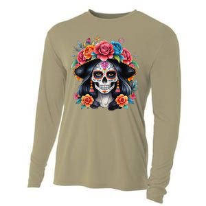 De Los Muertos La Catrina Sugar Skull Women Day Of The Dead Cooling Performance Long Sleeve Crew