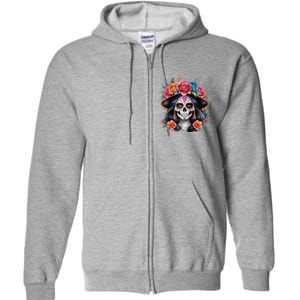 De Los Muertos La Catrina Sugar Skull Women Day Of The Dead Full Zip Hoodie