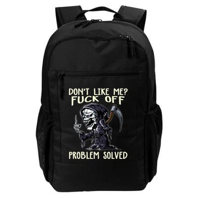 DonT Like Me Fuck Off Problem Solved Funny Grim Reaper Daily Commute Backpack