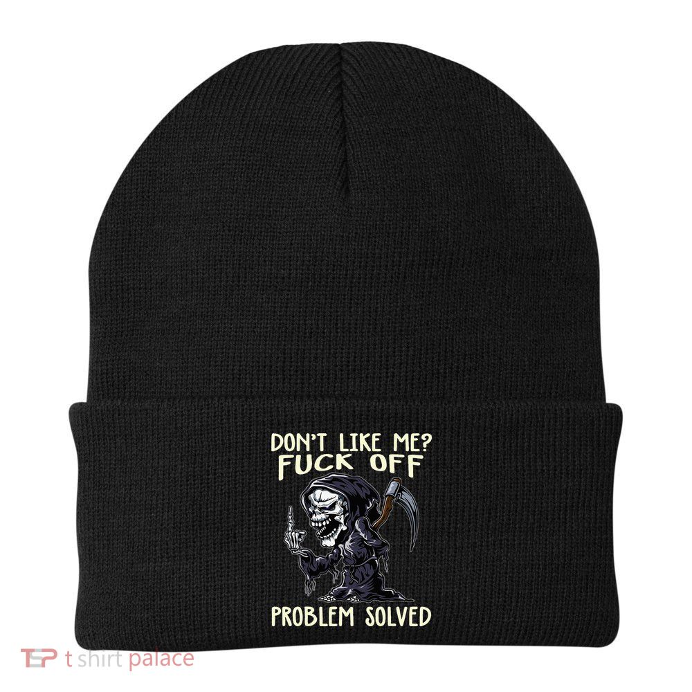 DonT Like Me Fuck Off Problem Solved Knit Cap Winter Beanie