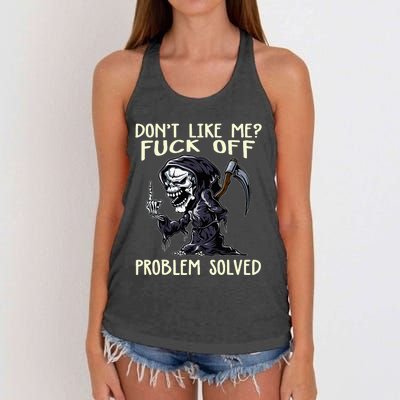 DonT Like Me Fuck Off Problem Solved Women's Knotted Racerback Tank