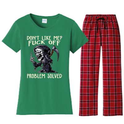 DonT Like Me Fuck Off Problem Solved Women's Flannel Pajama Set