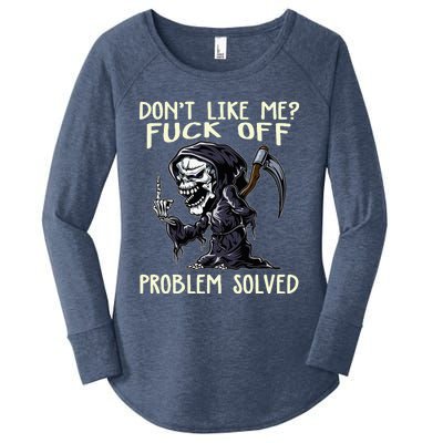 DonT Like Me Fuck Off Problem Solved Women's Perfect Tri Tunic Long Sleeve Shirt