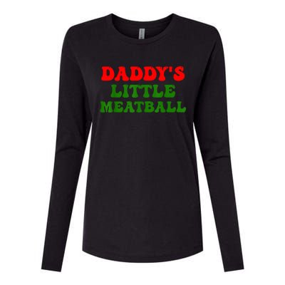 Daddys Little Meatball Funny Italian Dad Joke Womens Cotton Relaxed Long Sleeve T-Shirt