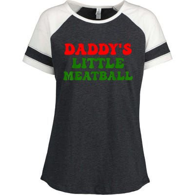 Daddys Little Meatball Funny Italian Dad Joke Enza Ladies Jersey Colorblock Tee