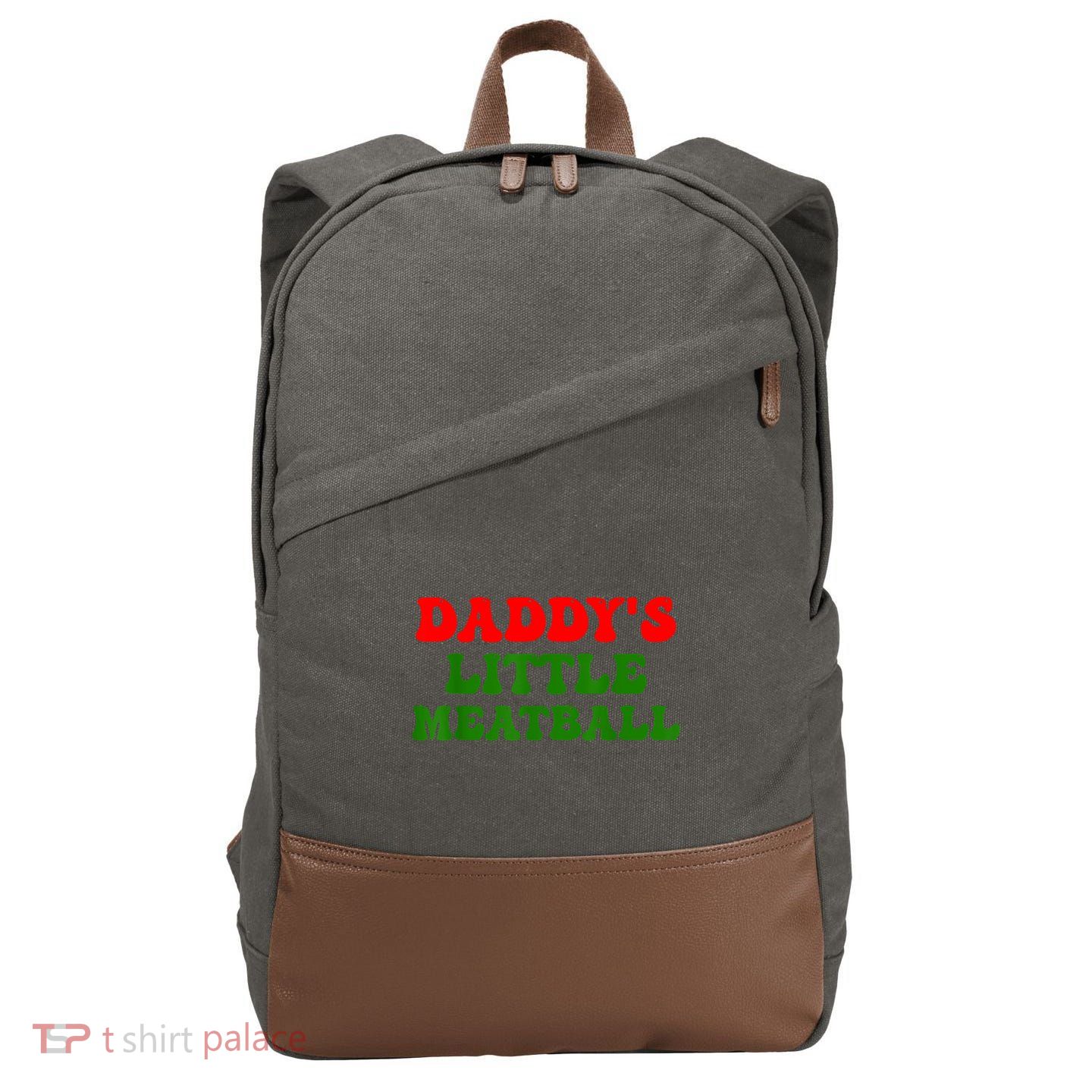 Daddys Little Meatball Funny Italian Dad Joke Cotton Canvas Backpack