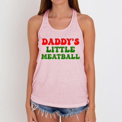 Daddys Little Meatball Funny Italian Dad Joke Women's Knotted Racerback Tank