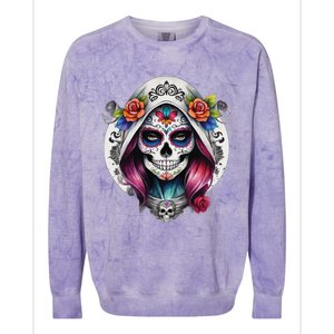 De Los Muertos La Catrina Sugar Skull Women Day Of The Dead Colorblast Crewneck Sweatshirt