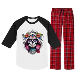 De Los Muertos La Catrina Sugar Skull Women Day Of The Dead Raglan Sleeve Pajama Set