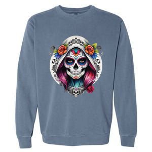 De Los Muertos La Catrina Sugar Skull Women Day Of The Dead Garment-Dyed Sweatshirt