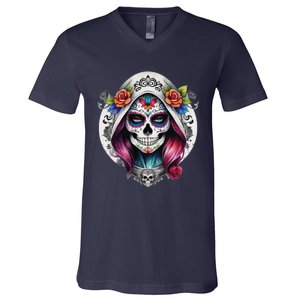 De Los Muertos La Catrina Sugar Skull Women Day Of The Dead V-Neck T-Shirt