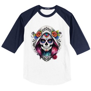 De Los Muertos La Catrina Sugar Skull Women Day Of The Dead Baseball Sleeve Shirt