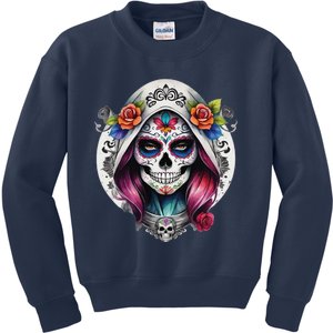 De Los Muertos La Catrina Sugar Skull Women Day Of The Dead Kids Sweatshirt