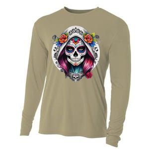 De Los Muertos La Catrina Sugar Skull Women Day Of The Dead Cooling Performance Long Sleeve Crew