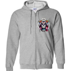 De Los Muertos La Catrina Sugar Skull Women Day Of The Dead Full Zip Hoodie