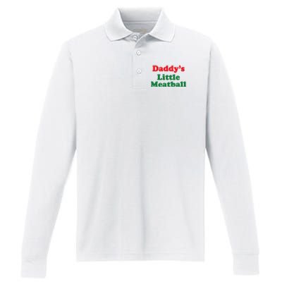 Daddy Little Meatball Italian Funny Performance Long Sleeve Polo