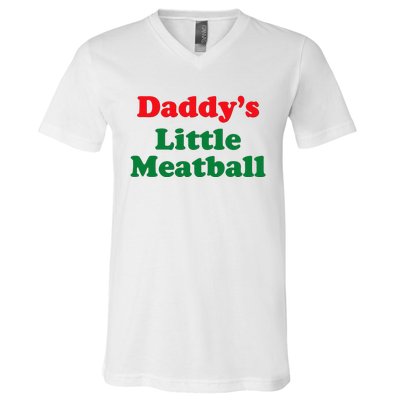 Daddy Little Meatball Italian Funny V-Neck T-Shirt