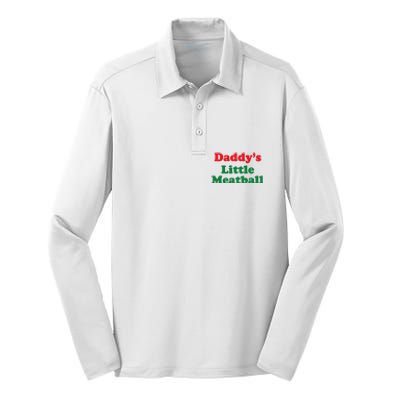 Daddy Little Meatball Italian Funny Silk Touch Performance Long Sleeve Polo